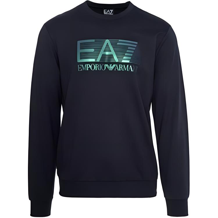 Order 奢侈品阿玛尼SS22 EA7字母标志海军蓝长袖圆领卫衣 6LPM60-PJ05Z-1578