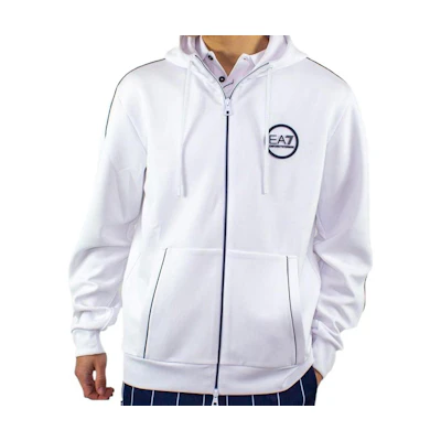 Emporio Armani SS22 EA7 Logo Patch Zip Hoodie Sweatshirt Men’s White 3LPM36-PJEJZ-1100