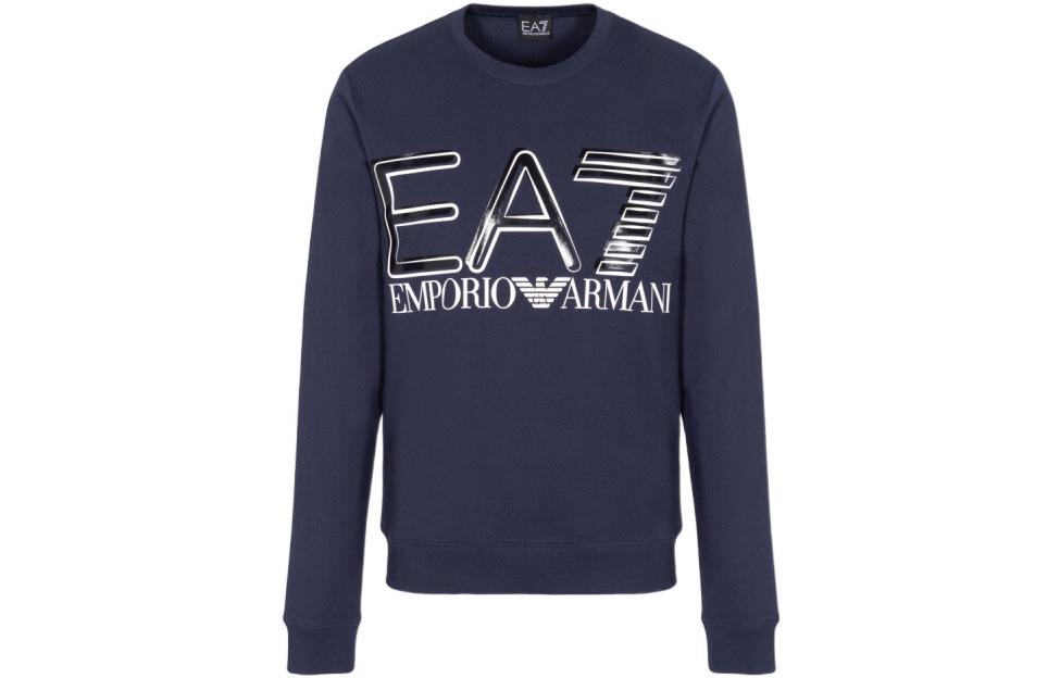 Emporio Armani SS22 EA7 Logo Print Crewneck Sweatshirt Navy Blue () 3LPM44-PJFGZ-1554