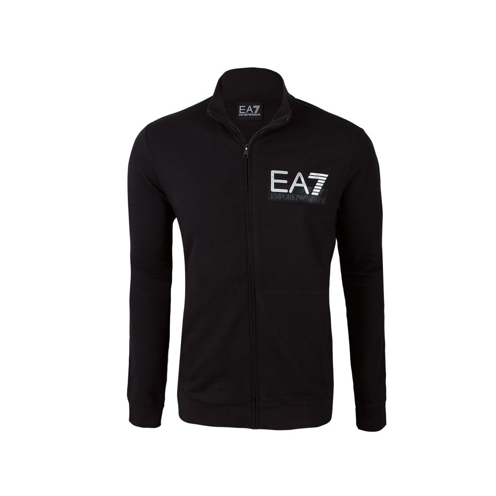 Emporio Armani SS22 EA7 Logo Print Zip Hoodie Black 6GPM61-PJ05Z-1200