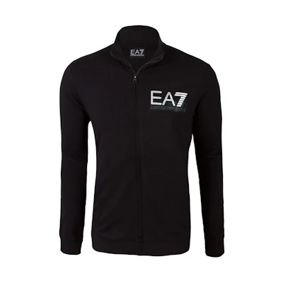 Emporio Armani SS22 EA7 Logo Print Zip Hoodie Black 6GPM61-PJ05Z-1200