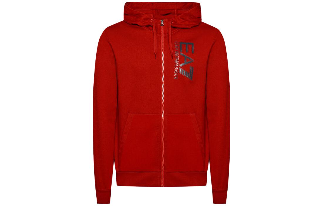 Emporio Armani SS22 EA7 Red Logo Print Zip-Up Hoodie 6KPM53-PJ05Z-1459