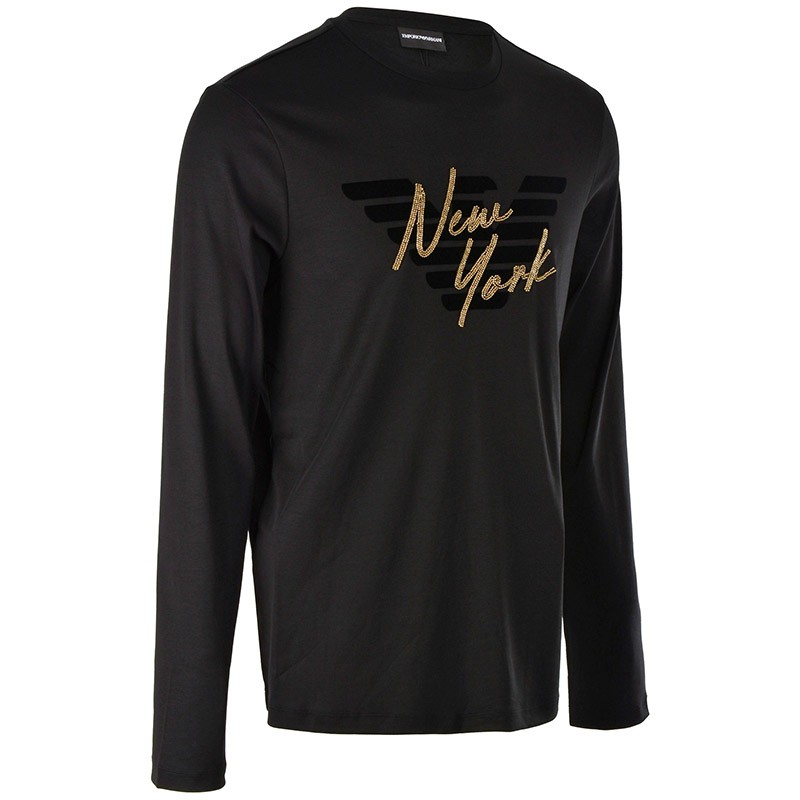 Emporio Armani SS22 Eagle Logo Printed Sweatshirt Black 6G1T6C-JPRZ-0999