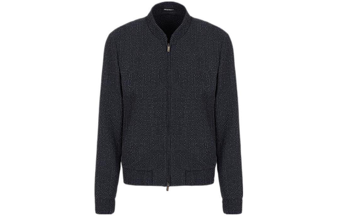 Emporio Armani SS22 Embossed Seersucker Zip Jacket in Navy Blue I1R310-I1010-921