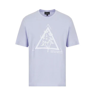 Emporio Armani SS22 Geometric Logo Print Crew Neck T-Shirt Men Light Purple. 3L1T6S-1JQ4Z-F806