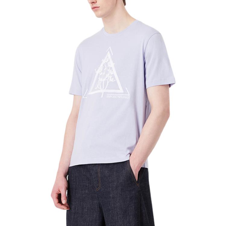 Purchase Emporio Armani SS22 幾何標誌印花男士圓領 T-Shirt 淺紫色。 3L1T6S-1JQ4Z-F806