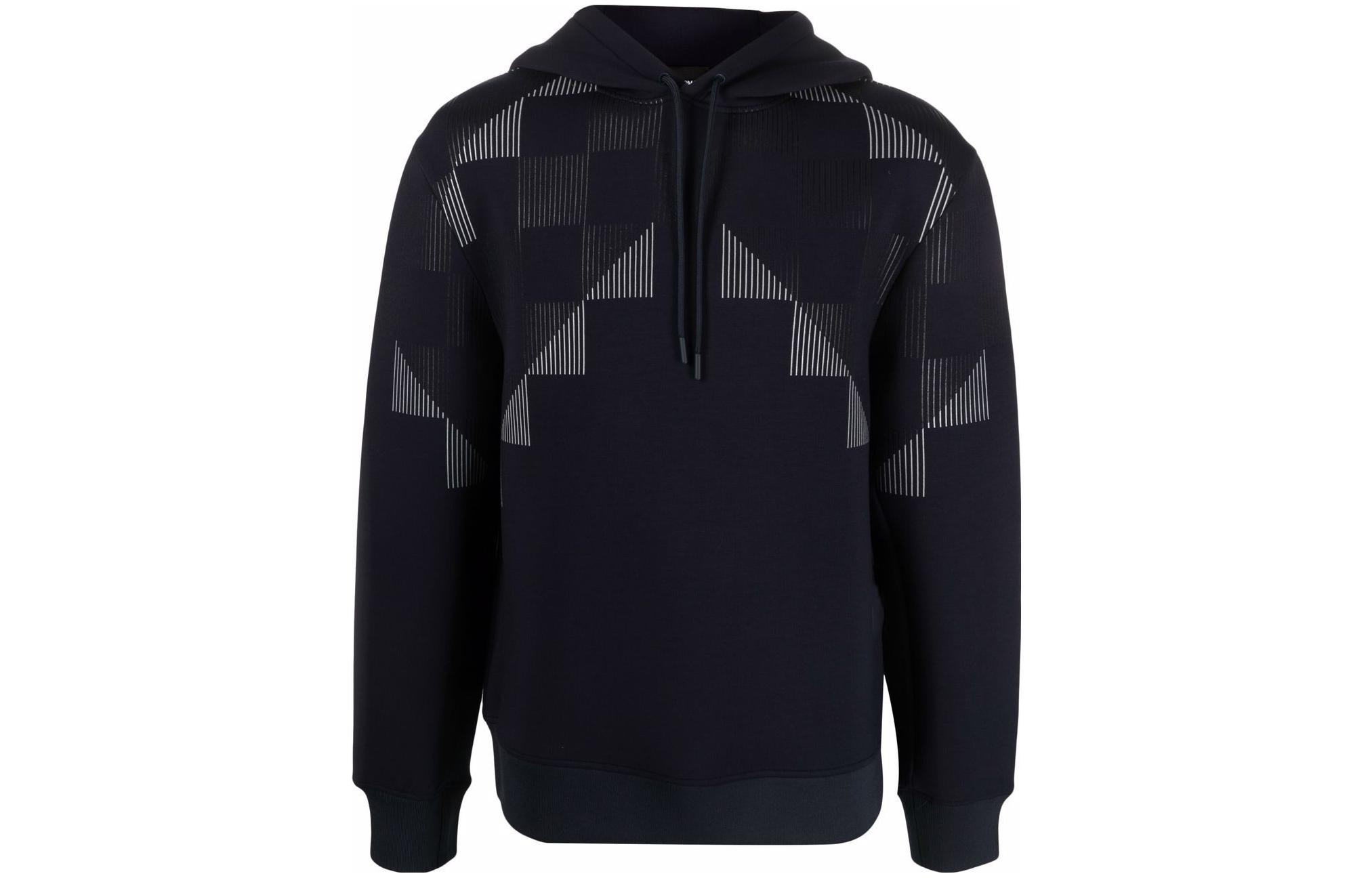 Order Emporio Armani SS22 幾何印花針織寬鬆連帽衫-海軍藍 3L1M6P-1JV9Z-F910