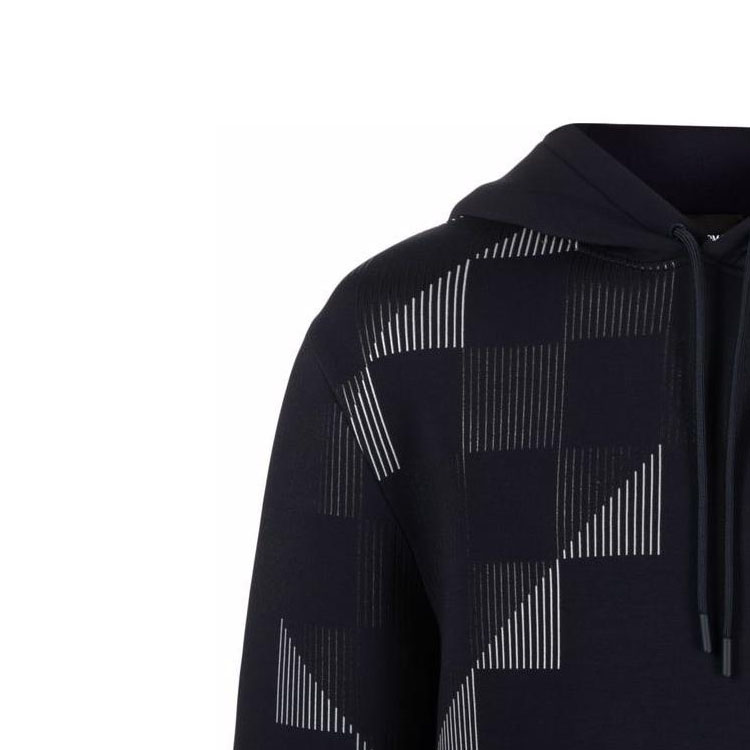 Sizing Emporio Armani SS22 幾何印花針織寬鬆連帽衫-海軍藍 3L1M6P-1JV9Z-F910