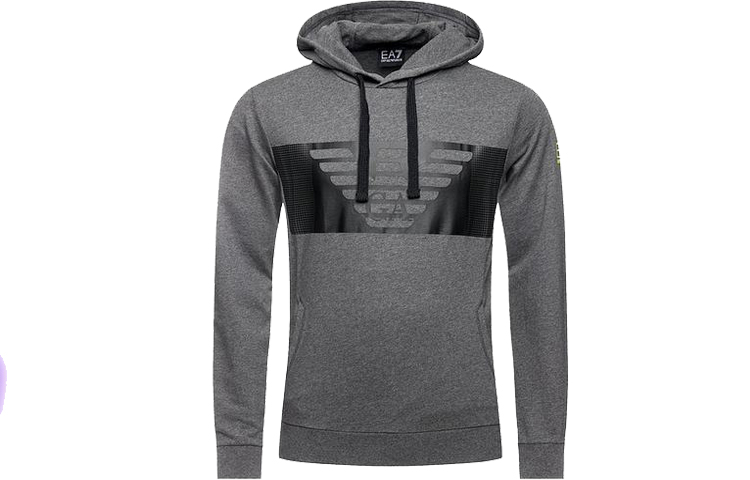 Emporio Armani SS22 Grey Cotton Printed Long-Sleeve Hoodie 6GPM56-PJ05Z-3925