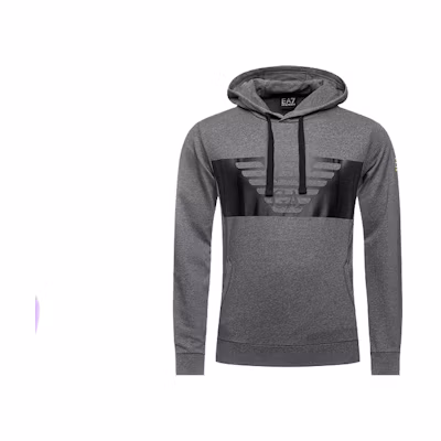 Emporio Armani SS22 Grey Cotton Printed Long-Sleeve Hoodie 6GPM56-PJ05Z-3925