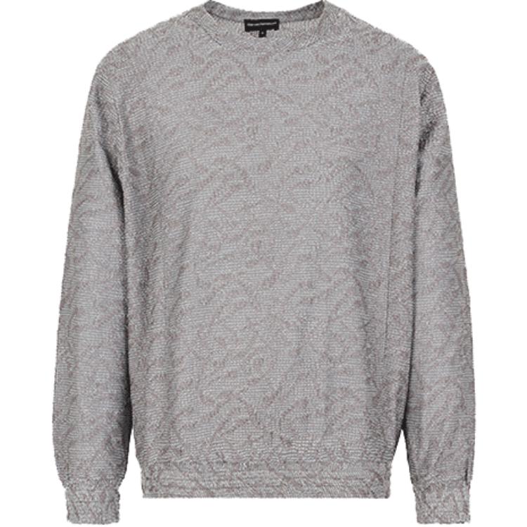EMPORIO ARMANI SS22 Grey Knit Crewneck Long Sleeve Sweater Men. 3L1M6Y-1JY6Z-F586