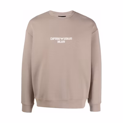 Emporio Armani SS22 Grey Logo Print Crew Neck Long Sleeve Sweatshirt 3L1MFE-1JHSZ-0144