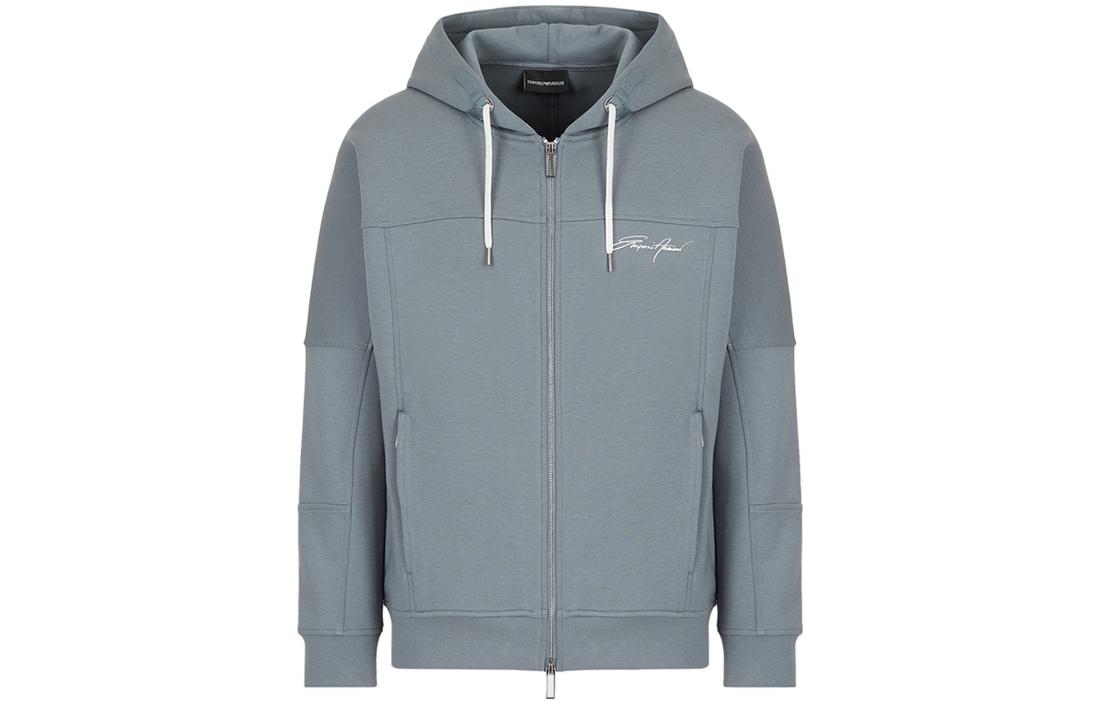 Emporio Armani SS22 Grey Logo Print Hoodie for Men - Casual and Relaxed Fit 3L1MFJ-1JHSZ-0647
