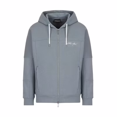 Emporio Armani SS22 Grey Logo Print Hoodie for Men - Casual and Relaxed Fit 3L1MFJ-1JHSZ-0647