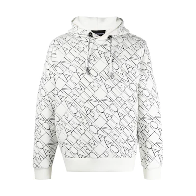 Emporio Armani SS22 Letter Print White Hoodie Long Sleeve 3K1ME4-1JVSZ-01010