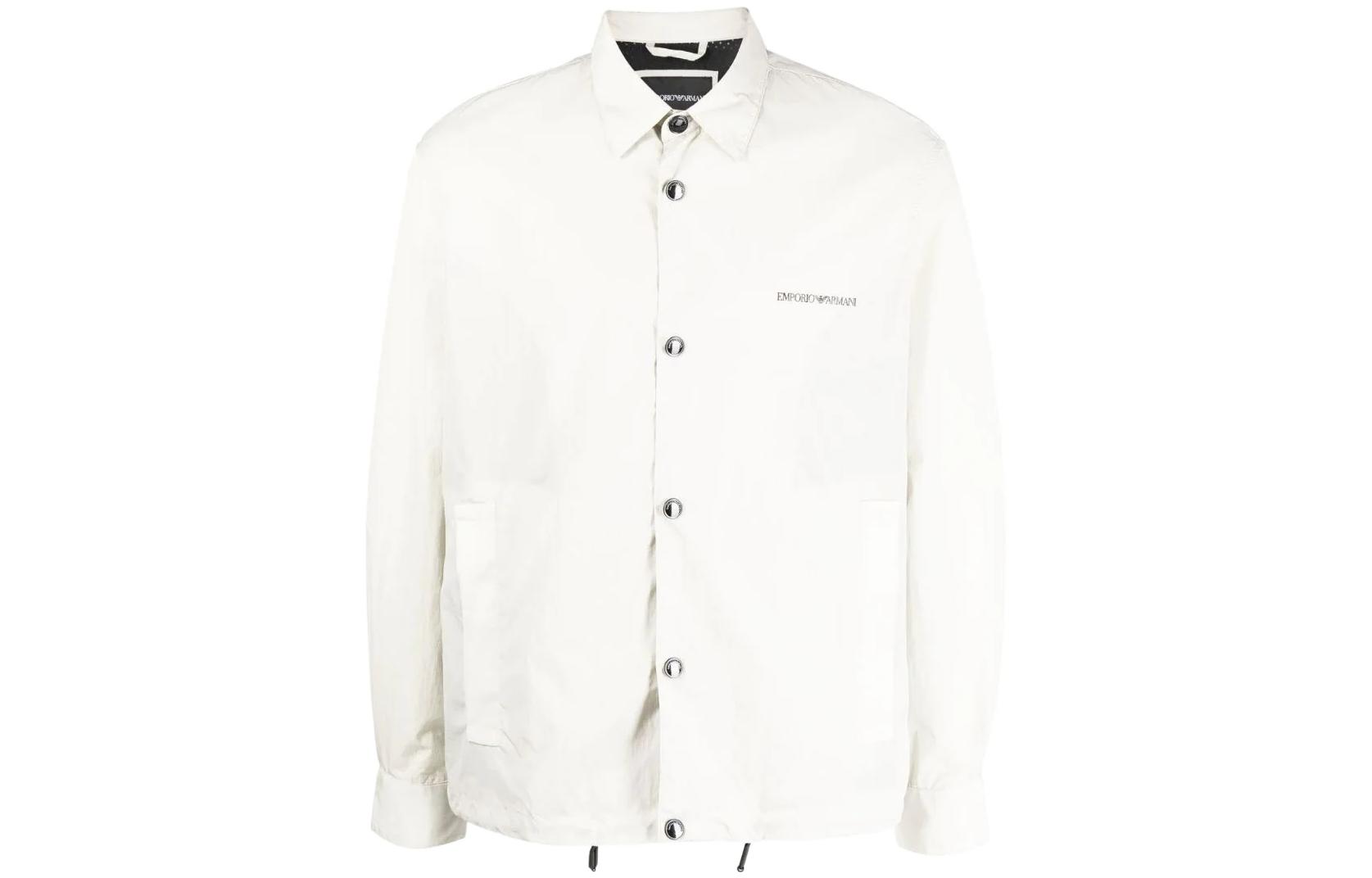 Emporio Armani SS22 Light Gray Logo Print Shirt Jacket 3L1CE0-1NDKZ-0603