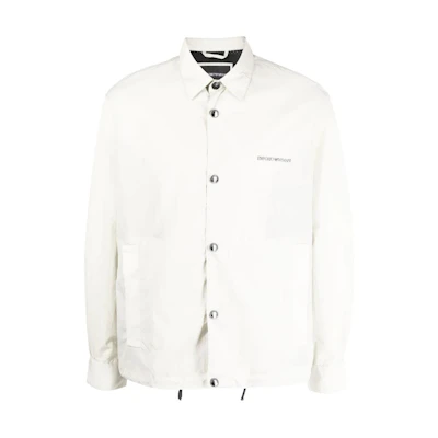 Emporio Armani SS22 Light Gray Logo Print Shirt Jacket 3L1CE0-1NDKZ-0603