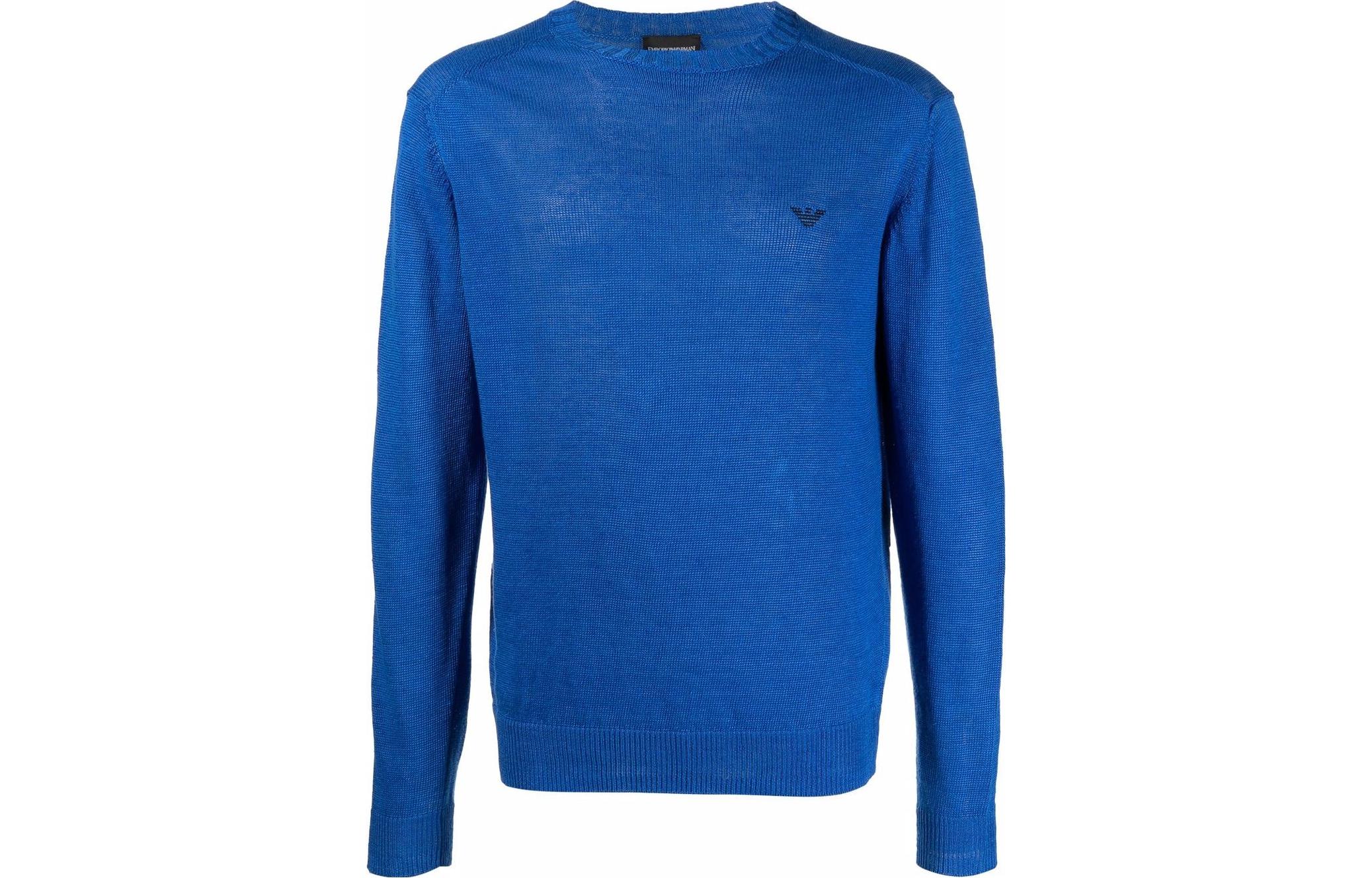Emporio Armani SS22 Logo Crewneck Pullover Sweatshirt Blue () 3L1MT8-1MD7Z-0949