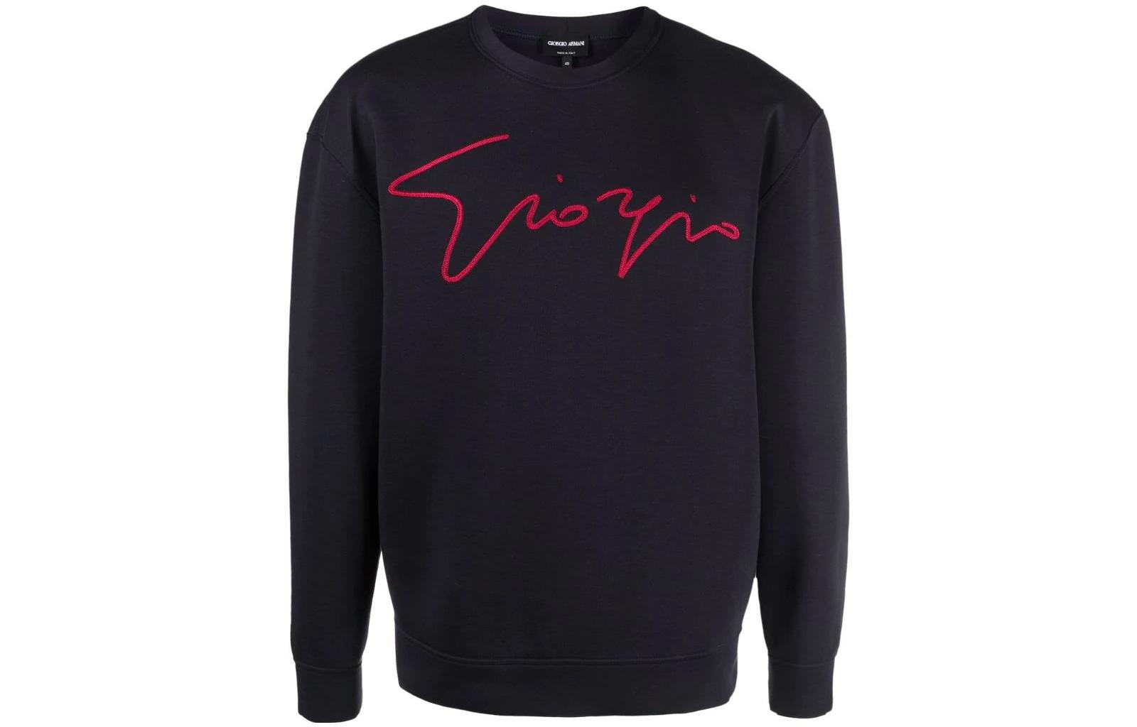 Emporio Armani SS22 Logo Embroidered Crewneck Sweatshirt Black 3LSM57SJSXZUBVN