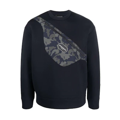 Emporio Armani SS22 Logo Print Crewneck Long Sleeve Ribbed Sweatshirt Black . 6K1M90-1JUWZ-0920