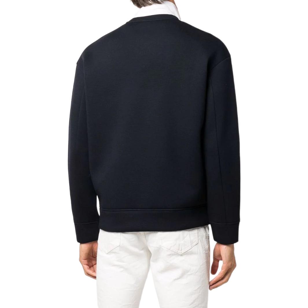 Shop Emporio Armani SS22 Logo Print Crewneck Long Sleeve Ribbed Sweatshirt Black . 6K1M90-1JUWZ-0920