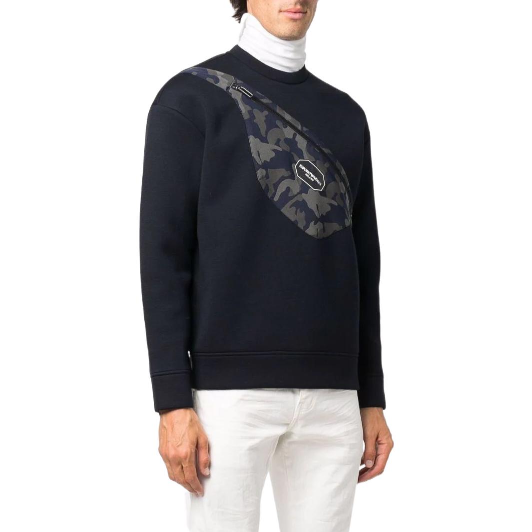 Purchase Emporio Armani SS22 Logo Print Crewneck Long Sleeve Ribbed Sweatshirt Black . 6K1M90-1JUWZ-0920