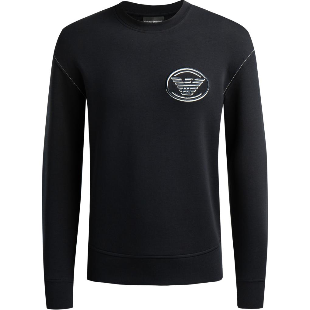 Emporio Armani SS22 Logo Print Crewneck Navy Sweatshirt 6L1M82-1JHSZ-0920