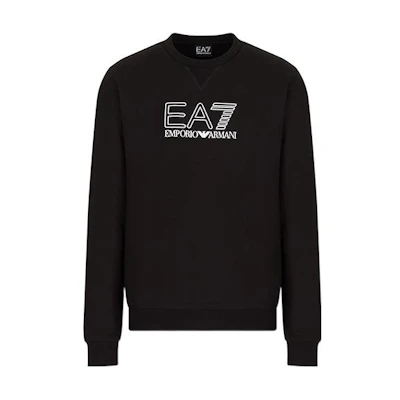 Emporio Armani SS22 Logo Print Crewneck Sweatshirt Black 3LPM60-PJ05Z-1200