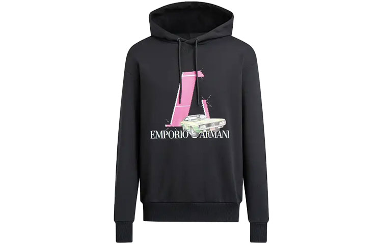 EMPORIO ARMANI SS22 Logo Print Hoodie Black 3L1M8Q-1JW3Z-0999