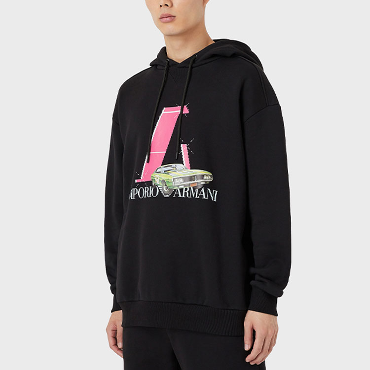 Purchase EMPORIO ARMANI SS22 Logo Print Hoodie Black 3L1M8Q-1JW3Z-0999