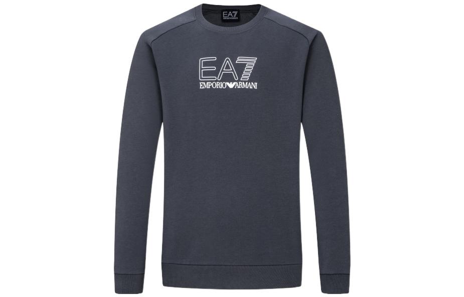 Emporio Armani SS22 Logo Print Pullover Long-Sleeve Sweatshirt Gray 3LPM31-PJ07Z-1977