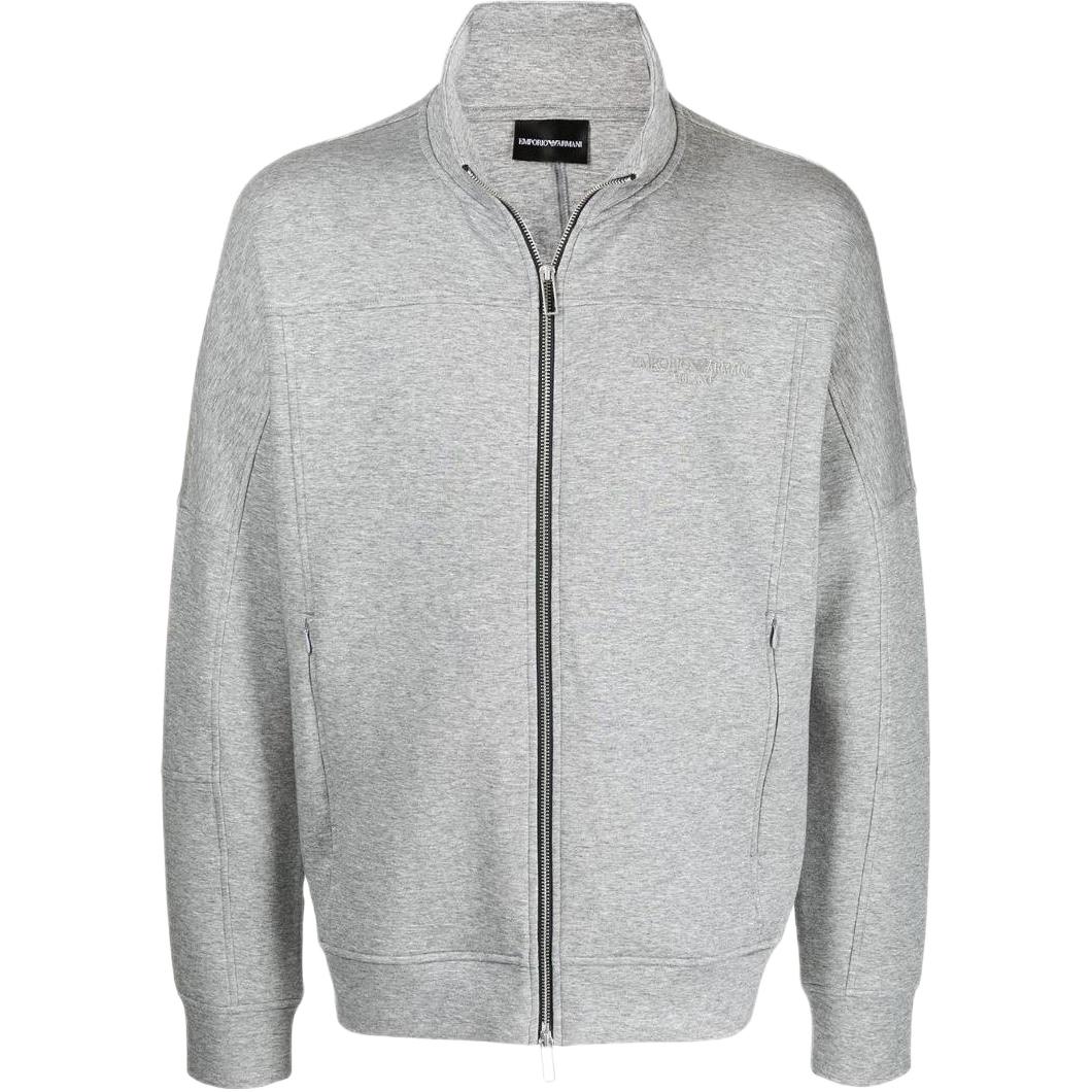 Emporio Armani SS22 Logo Print Zip-Up Sweatshirt - Grey 3L1MCC1JHSZ630