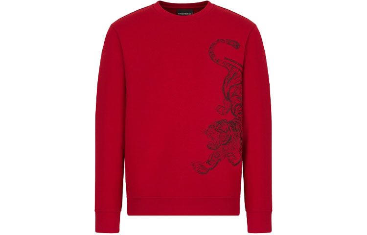 Emporio Armani SS22 Lunar New Year Tiger Print Red Crewneck Sweatshirt (Men) 3L1MCE-1JHSZ-0309