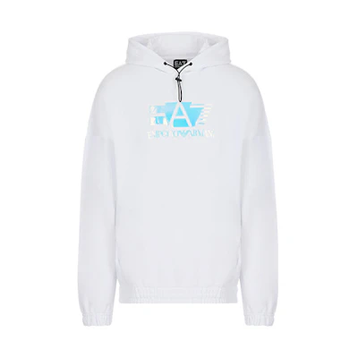 Emporio Armani SS22 Men’s Colorblock Logo Hoodie White 3LPM89-PJFNZ-1100