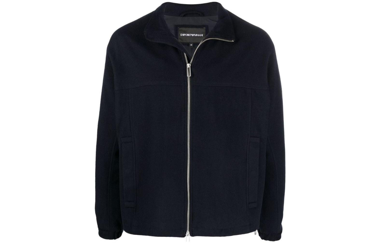 Emporio Armani SS22 Navy Blue Solid Zip-Up Collared Long Sleeve Jacket 3L1BG51NPLZ0920