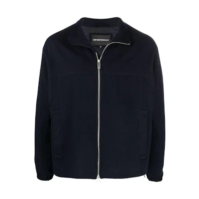 Emporio Armani SS22 Navy Blue Solid Zip-Up Collared Long Sleeve Jacket 3L1BG51NPLZ0920