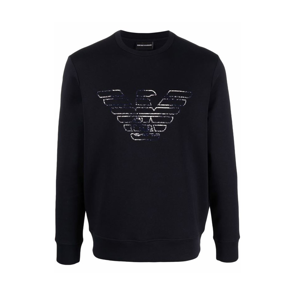 Emporio Armani SS22 Navy Eagle Logo Print Crewneck Sweatshirt 3L1MFG-1JHSZ-09E7