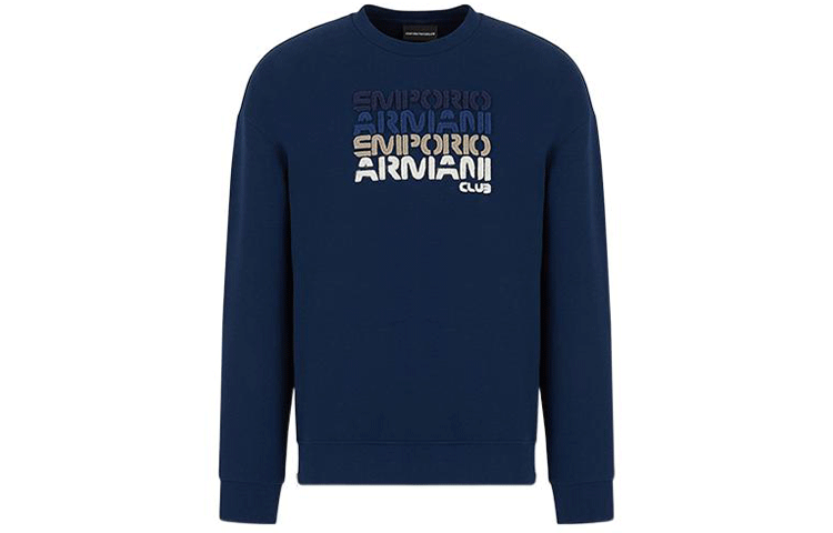 Emporio Armani SS22 Navy Logo Print Crewneck Sweatshirt Long Sleeve 3L1MCB-1JHSZ-0947