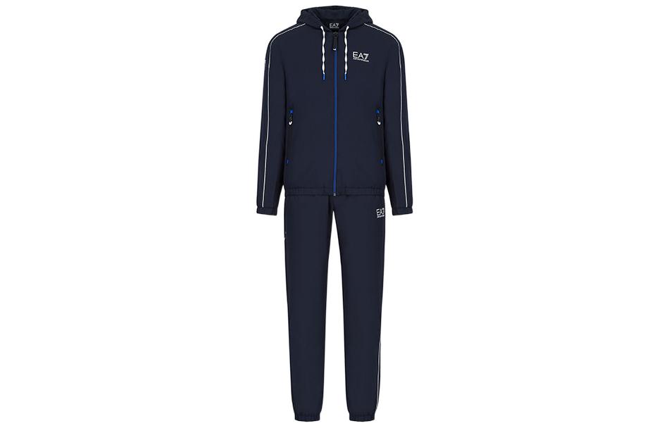 Emporio Armani SS22 Navy Logo Print Striped Hoodie Set for Men 3LPV02-PNP5Z-1559