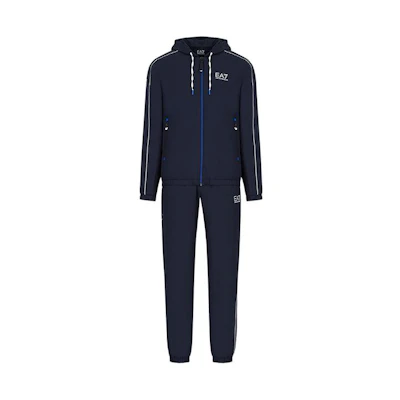 Emporio Armani SS22 Navy Logo Print Striped Hoodie Set for Men 3LPV02-PNP5Z-1559