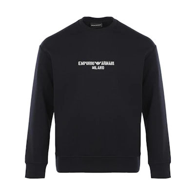 Emporio Armani SS22 Navy Printed Crewneck Long Sleeve Sweatshirt 3L1MFE-1JHSZ-0920