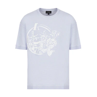 Emporio Armani SS22 Pattern Print Crewneck Short Sleeve T-Shirt Light Purple Men 3L1T6R-1JX6Z-F807