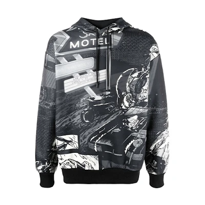 Emporio Armani SS22 Patterned Graphic Hoodie Men’s Grey. 3L1M8P-1JW2Z-F118