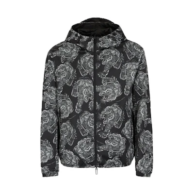 Emporio Armani SS22 Patterned Hooded Zip Jacket Grey 3L1BG7-1NAAZ-F012