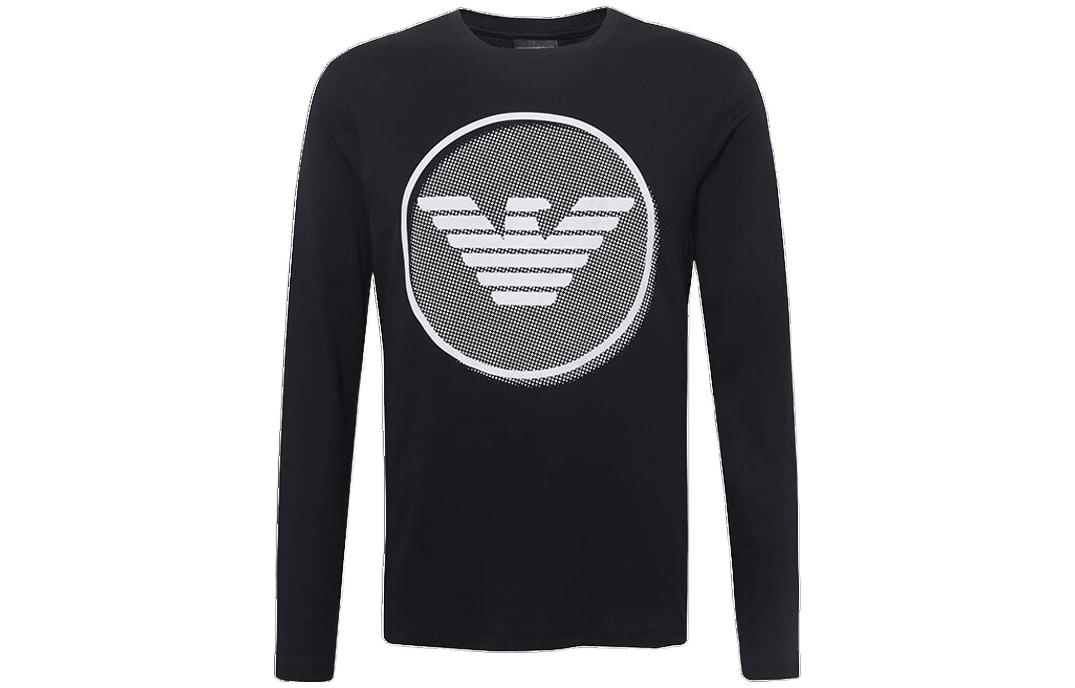 Emporio Armani SS22 Patterned Print Crewneck Long-Sleeve Sweatshirt Navy Blue Men 6G1T6E-JPRZ-0922