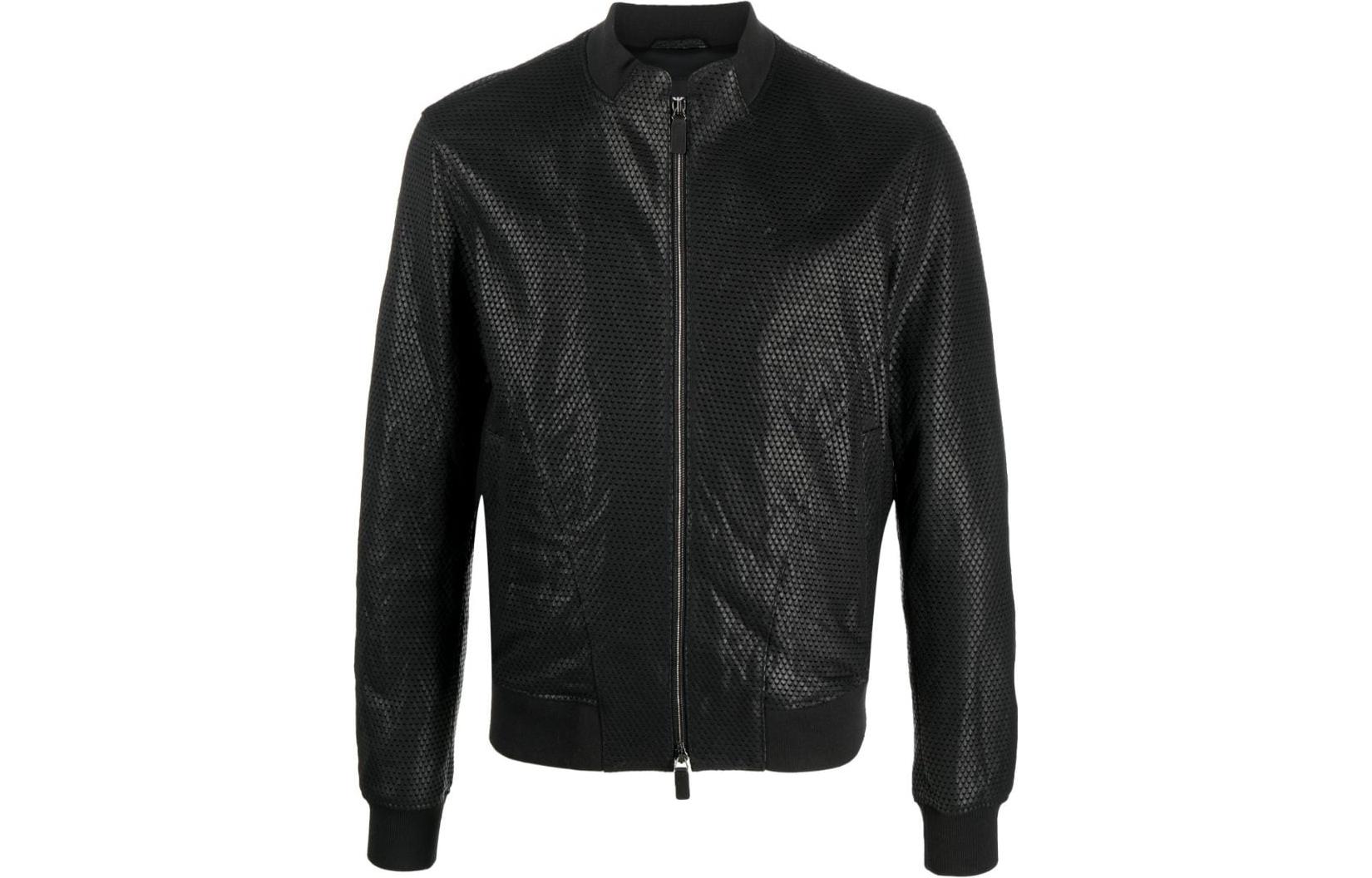 Emporio Armani SS22 Polka Dot Print Stand Collar Jacket Black I1R50P-I1P50-1999