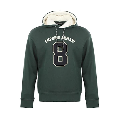 Emporio Armani SS22 Printed Hoodie in Deep Green 3L1MCM-1JWPZ-0572