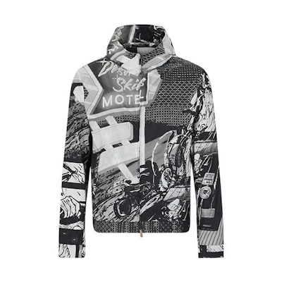 Emporio Armani SS22 Racer Capsule Print Hooded Jacket Black Men’s I1R410-I1018-991