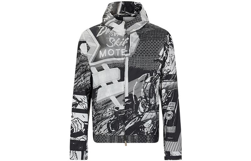 Order Emporio Armani SS22 Racer Capsule Jaket Bertudung Cetak Hitam Lelaki I1R410-I1018-991