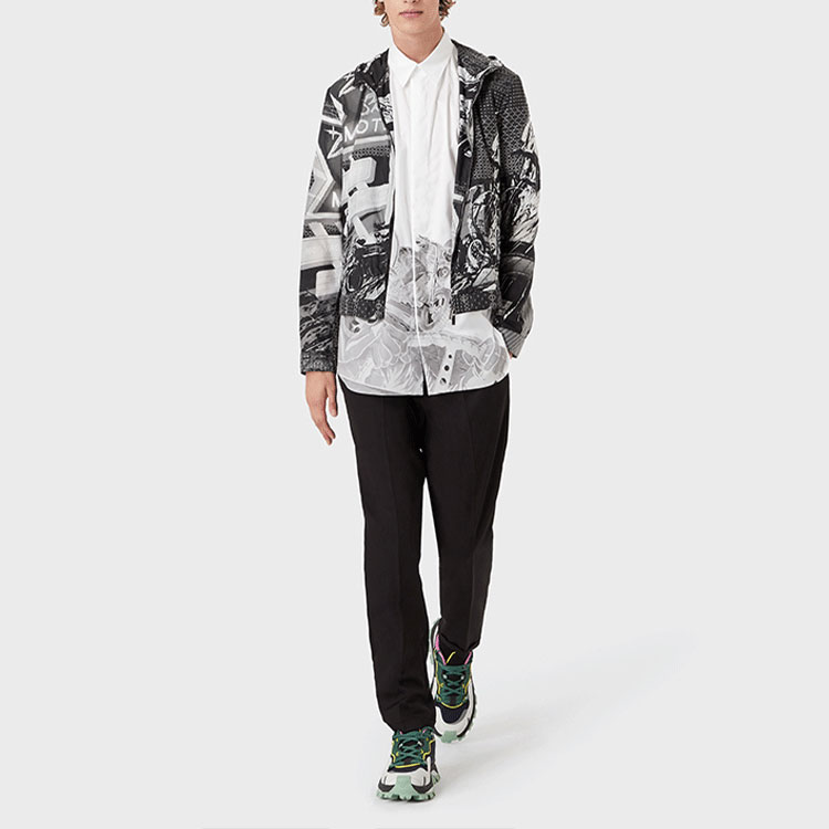 Lookbook Emporio Armani SS22 Racer Capsule Jaket Bertudung Cetak Hitam Lelaki I1R410-I1018-991